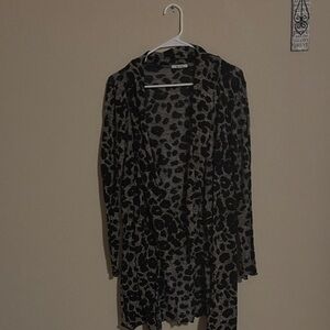 Black and Gray Animal Print Cardigan